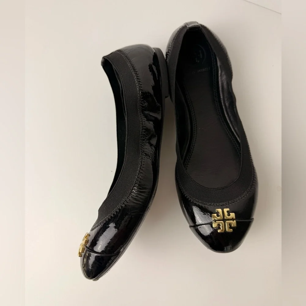 Tory Burch‎ Jolie Leather Ballet Flats Black Size 7.5